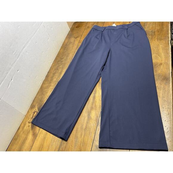 Halara Flex High Waisted Wide Leg Pants Blue L Petite Elastic Waist Pull-On - Picture 1 of 7